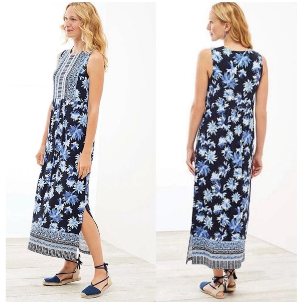 J. Jill empire waist floral sleeveless maxi dress size S